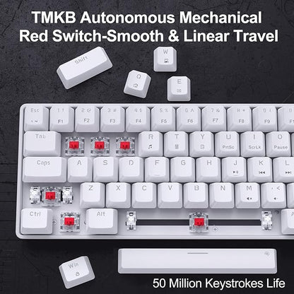 DIERYA T68SE 60% Gaming Mechanical Keyboard,Ultra Compact Mini 68 Key with Red Switches Wired Keyboard,Anti-Ghosting Keys, for Windows Laptops and PC Gamers,White