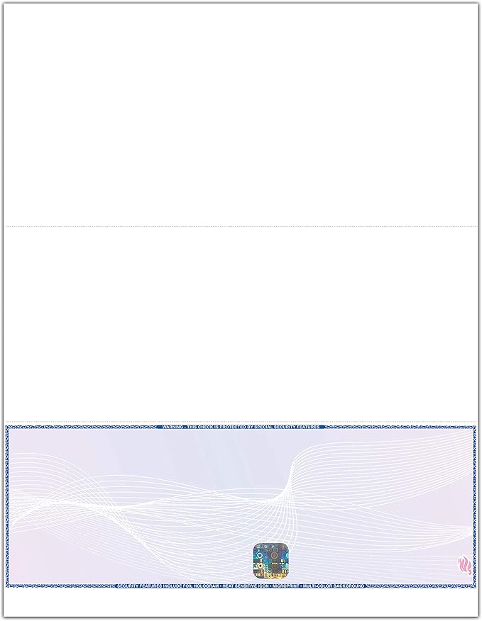 EZ Checks Premium Blank Hologram High Security Laser Check Stock | 500 Sheets | Blue/Maroon | Check at Bottom)