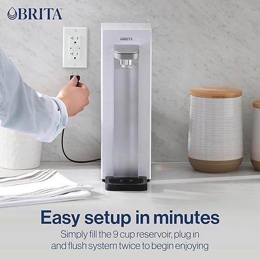 Brita Hub Compact Instant Powerful Countertop Water Filter System, Reduces 70+ Contaminants, 9 Cup Water Reservoir, Includes 6 Month Carbon Block Filter, White, 87344
