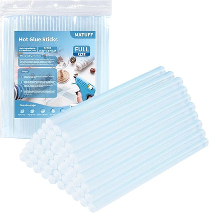 MATUFF Hot Glue Sticks Full Size, 0.43” Dia x 8” Long, 52 Pcs EVA Clear Hot Melt Glue Gun Sticks, Multipurpose Glue Sticks Bulk for Kids Adults Crafting Sealing Repairing Festival Decoration