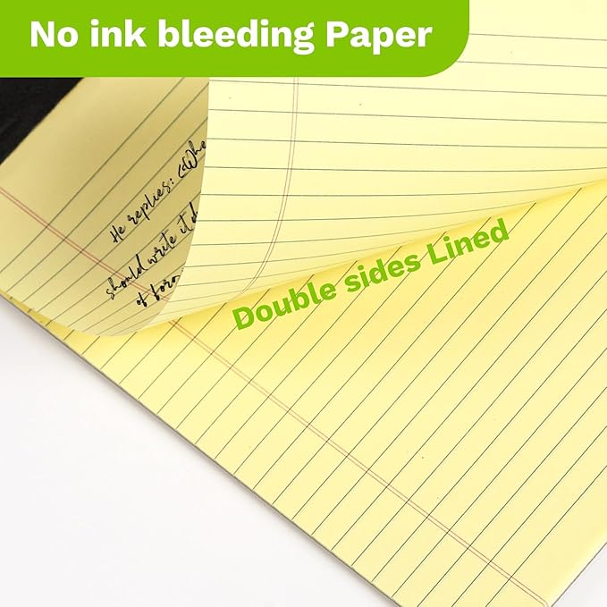 Goefun 12 PCS Yellow Legal Pads 8.5 x 11-50 Sheets per Notepad, Wide Ruled Yellow Lined Notepads 8.5x11, Perforated Letter Size Writing Pads for Work, Business, Home