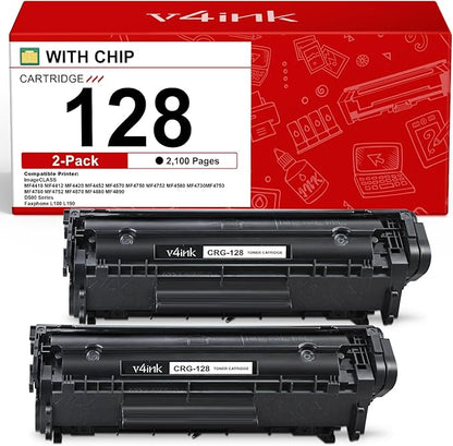 v4ink 2PK Compatible CRG-128 Toner Cartridge Replacement for Canon 128 Black Toner Cartridge Ink for Canon imageclass D530 D550 LBP6230dw MF4450 MF4570dw MF4770n MF4890dw MF4880dw Printer