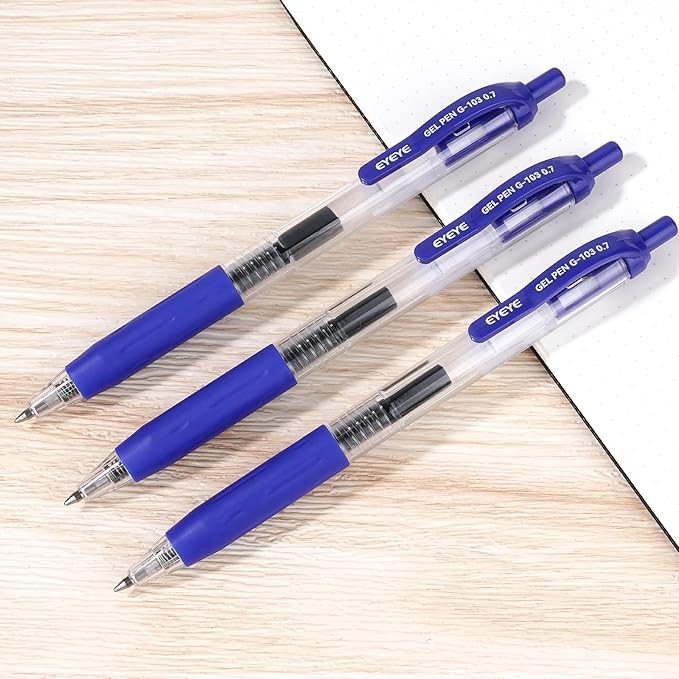 EYEYE G-103 Black Gel Pens 0.7mm, 5 Black 5 Blue Retractable Medium Point Ballpoint Pen Quick Drying, Pen Fine Point Smooth Writing Pens for Office School Supplies