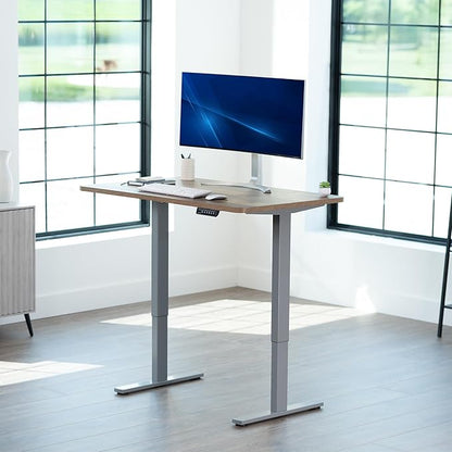 VIVO Electric 43 x 24 in Standing Desk, Memory Height Adjustment, 1B Series, One-Piece Reclaimed Wood Top, Gray Frame, DESK-KIT-1G4P