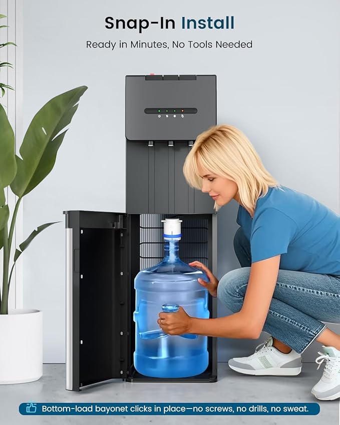 Bottom Loading Water Cooler Dispenser for 5 Gallon Bottles - 3 Temperatures with Hot, Cold & Room Spouts, Water Dispenser with Child Safety Lock for Home, Office, Kitchen