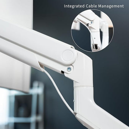 VIVO Heavy Duty Dual Ultra-Wide Monitor Tension Arm for up to 45 inch Screens, Holds 44 lbs per Arm, Premium Desk Mount Monitor Stand for 2 Ultrawides, White, STAND-V200DW