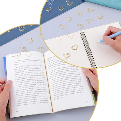 100Pcs Gold Heart Paper Clips Cute Small Paperclips for Funny Heart Clips Kids Office Supplies Paper Clamps Wedding Decoration Crafts Scrapbooking Women Document Note Sorting Organizing Paperclips