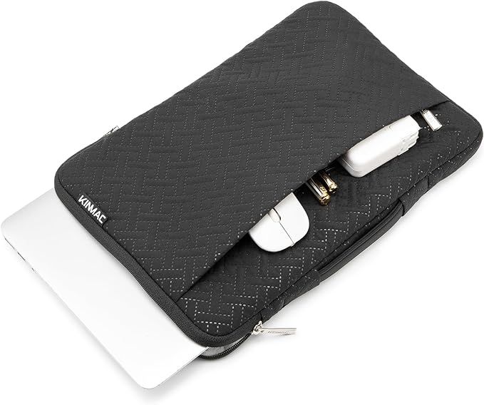 Kinmac 360° Protective Laptop Sleeve Case Bag Cover with Handle for MacBook Air 15 inch, and 15 inch-15.6 inch HP,Lenovo,Dell,ASUS,Acer Notebook Computer (Black Embossing)