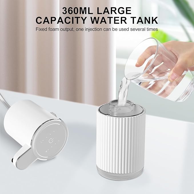 Automatic Liquid Soap Dispenser, 12.2oz/360ml Rechargeable Touchless Hand Soap Dispenser, 4 Level Adjustable with Display, Waterproof Wall Mounted Soap Dispenser for Bathroom Kitchen, White