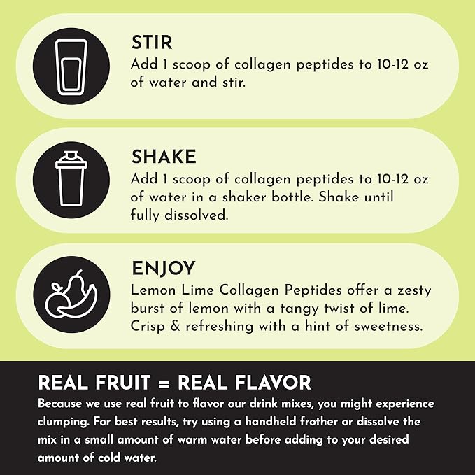JUST INGREDIENTS Lemon Lime Collagen Peptides – 30 Servings – Supports Joint, Skin, Hair & Nail Health with Grass-Fed Hydrolyzed Collagen Types I & III – Refreshing Lemon Lime Flavor