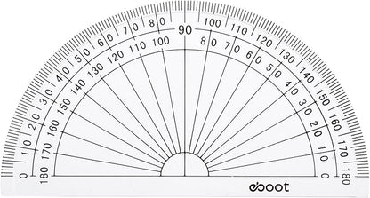 eBoot 28 Pack Clear 180 Degree Plastic Protractors for Angle Measurement, 10 cm