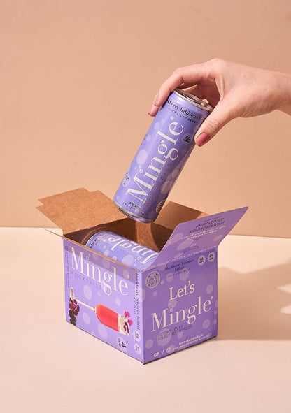 Mingle Mocktails Blackberry Hibiscus Bellini, Non-Alcoholic Drinks, Pre-Mixed Drinks, Canned Mocktails, 12 fl. oz. Cans, Pack of 24