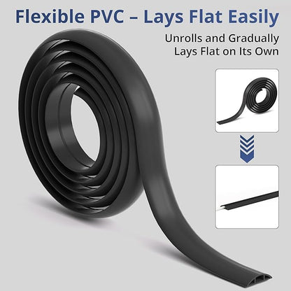 ZhiYo 3.6ft Cord Covers for Wires on Floor, Cord Hider Floor Hide Extension Cords, Soft PVC Cable Cover Cable Protector, Wire Cavity W0.62in H0.31in, Beige