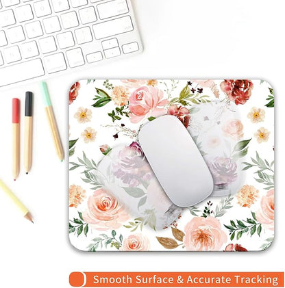 Square Mouse Pad Pretty Floral,Personalized Premium-Textured Custom Mouse Mat Design,Washable Mousepad Cloth,Non-Slip Rubber Base Computer Mouse Pads for Wireless Mouse