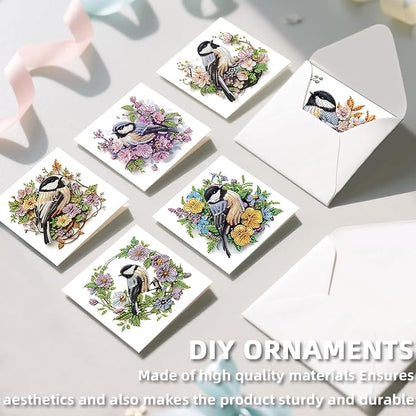 jinglinhh 12pcs Diamond Art Painting Bluebird Flower and Bird Nest Greeting Cards with Envelopes, DIY Card Making Kits for Adults, Diamond Art Postcards Christmas Cards Craft Gifts