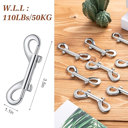 Hotop 30 Pcs 3.5 Inch Double Ended Bolt Snaps Hooks Zinc Alloy Trigger Chain Metal Clips Key Holder for Linking Key Chain Dog Leash Collar Pet Sling Feed Buckets(Silver)