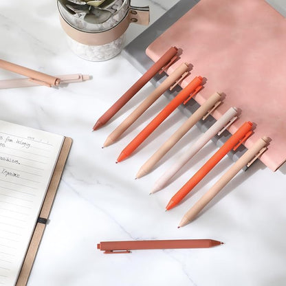 Crtiin 50 Pcs Gel Ink Pens Bulk, Black Ink 0.5mm Fine Point Retractable Pen Smooth Writing Office School Supplies for Teacher Server Operation Christmas Charity Donation Thanksgiving (Orange Series)
