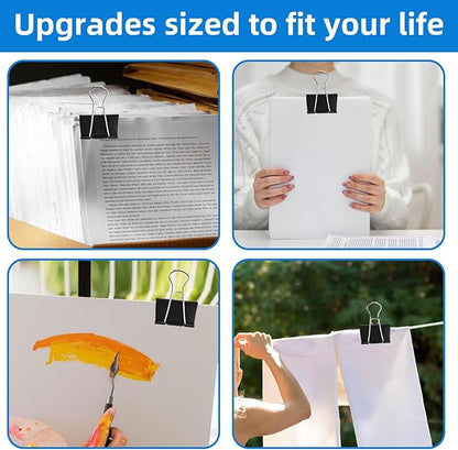 Jumbo Binder Clips 3 inch,75mm Width,10 Pack Extra Large Binder Clips for Office,School and Home Organization,Black