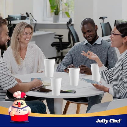 JOLLY CHEF 1000 Pack Disposable Paper Coffee Cups 16 oz Hot Beverage Paper Cups Water, Ideal for Party, Office, Home, Travel and More (White)