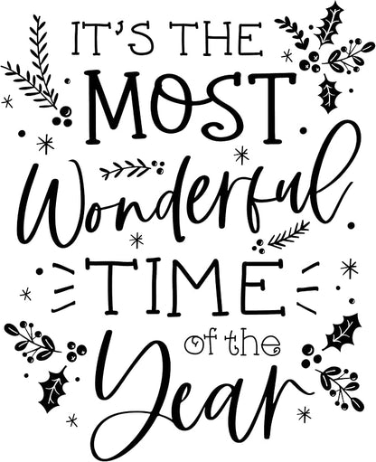 Christmas Holiday Word Phrases Sentiment Wooden Stamp, Rubber Wood Stamp for DIY Card Making, Crafting, Scrapbooking or Journaling, Calligraphy Word Art Merry Christmas (Design #2)