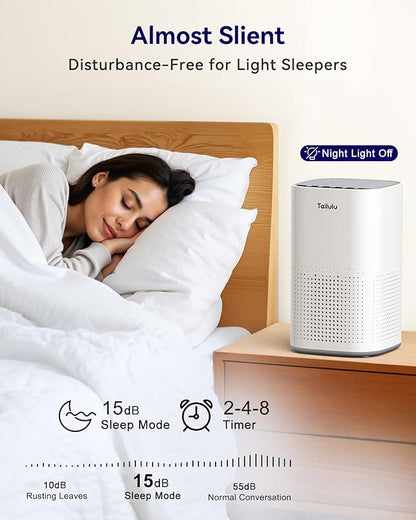 Air Purifiers for Home Large Room up to 1500ft², Tailulu H13 True HEPA Air Purifier for Pets Dust Odor Smoke, Air Purifier for Bedroom with 15dB Quiet Sleep Mode for Bedroom Office Living Room