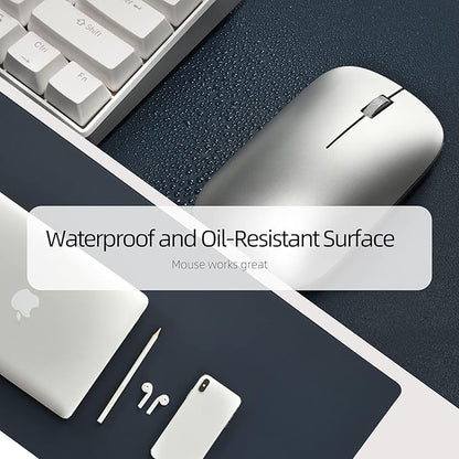 PU Leather Desk Pad Blotter,Navy Waterproof Office Desktop Mat for Men,36x17in Non-Slip Large Mouse Pad/Writing Protector/Desk Accessories