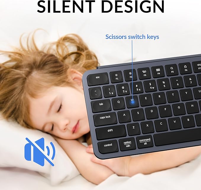 Keychron B1 Pro Ultra-Slim ZMK/Launcher Wireless Bluetooth 2.4 GHz/Wired Connection Keyboard for Mac Windows Linux - Gray