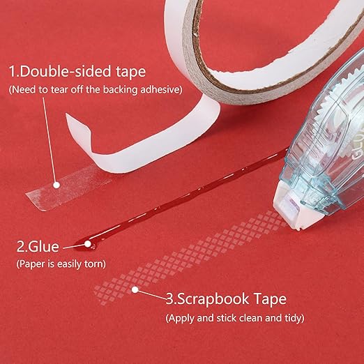 acDesign Scrapbook Tape,8Pcs Double Sided Tape Roller for Crafts,Glue Tape for Scrapbooking Photo Tape School Office Journaling Supplies