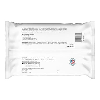 McKesson Washcloth Wipes for Adults, Unscented (6 Pack, 288 Washcloths) Disposable Wash Cloths for Body - Fragrance-Free No-Rinse Formula - Good for Incontinence and Elderly - 48 Wipes Per Pack
