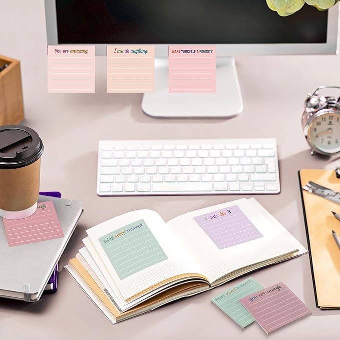 Yinder 24 Pcs Inspirational Sticky Notes Christmas Stocking Stuffers Motivational Sticky Notes Pad Employee Appreciation Gift Bulk for Teacher Nurse Coworker Office 3 x 3'' (Motivation,Aesthetics)
