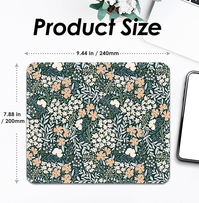 Square Mouse Pad with Stitched Edge, Premium Mousepad Washable Cloth. Computer Mouse Pad with Non-Slip Rubber Base, Mouse Pads for Computers Laptop Mouse 9.25x7.75x0.12 inch-Flower I