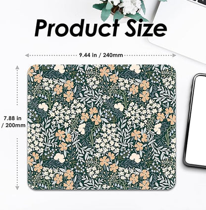 Square Mouse Pad with Stitched Edge, Premium Mousepad Washable Cloth. Computer Mouse Pad with Non-Slip Rubber Base, Mouse Pads for Computers Laptop Mouse 9.25x7.75x0.12 inch-Flower I