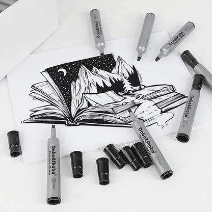 Dabo&Shobo 72 Pack Permanent Markers, Chisel Point, Quick Drying Ink, Black Permanent Markers, Works on Plastic,Wood,Stone,Metal and Glass for Doodling, Marking…