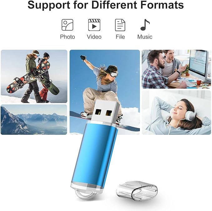Generic 64GB Flash Drive 5 Pack USB 2.0 Flash Drive Thumb Drive USB Flash Driver Drive Pack Keychain Design Jump Drives Memory Stick for Data Storage(5 Pack Plastic USB Blue, 64GB)