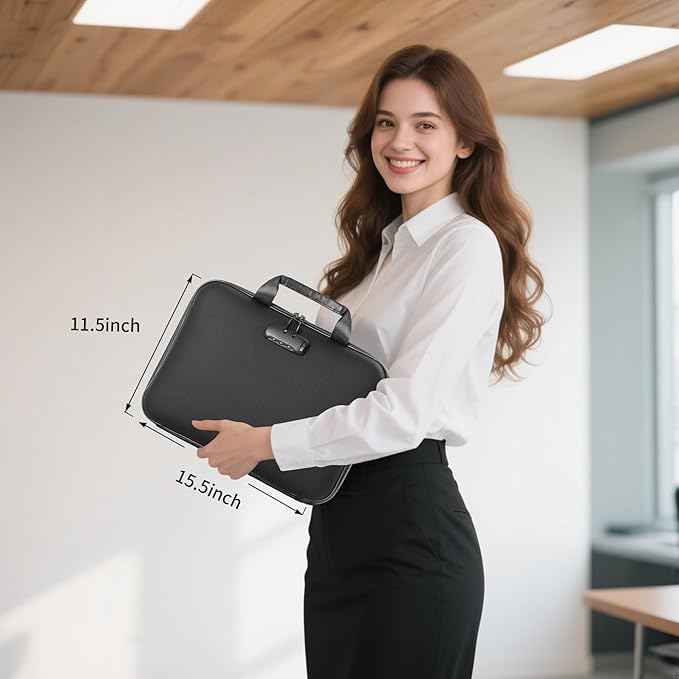 Fireproof Document Box Hard-shell with password lock Accordion File Organizer Comes With 13 Pockets File Box Used For Passports, Certificates, Laptops, Cash, And Important Documents