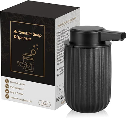 Automatic Soap Dispenser Foaming Touchless: 9oz Plastic Black - Rechargeable Electric Smart Auto Foam Soap Dispenser - Bathroom Kitchen Hand Dish Lotion
