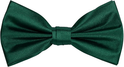 TIE G 5pcs Tie Set in WHITE OR BLACK GIFT BOX: Solid Color Necktie, Satin Bow Tie, Pocket Square, Lapel, Cuff Links