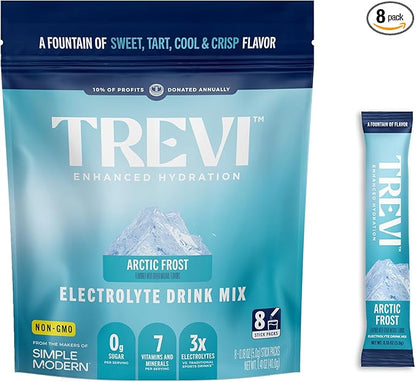 TREVI™ Sugar Free Electrolytes - Drink Mix Hydration Powder Packets - 8 Count - Arctic Frost