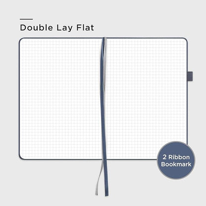 160 Pages, A5 5.7 x 8 inches 100 gsm Thick Paper Notebook Journals for Writing, Grid Hardcover Notebook(1 Pack, Dark Blue)
