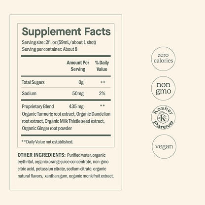 DOSE for Your Liver Cleanse Detox & Repair, Made with Organic Milk Thistle Supplement with Turmeric, Dandelion, Ginger, and Orange, Supports Healthy Liver Function,16oz Bottle, 6 Pack (6 Week Supply)
