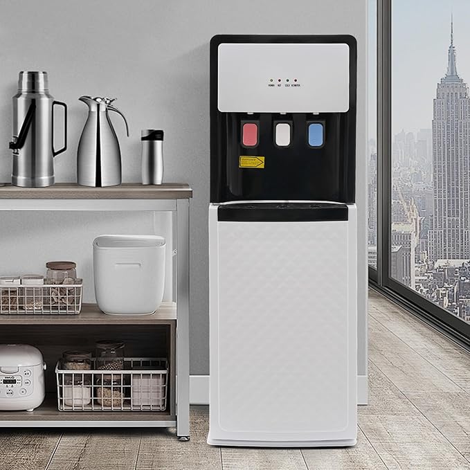 Water Coolers Water Dispenser Cold Hot Dispenser, Modern Powerful Electric Water Cooler Dispenser Bottom Loading for Home, Office, Gyms (White Bottom Load)
