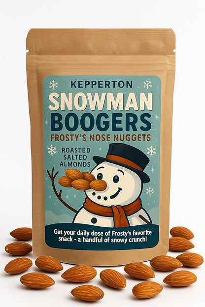Snowman Boogers Frostys Nose Nuggets Gag Gift Almond Snack, Funny Holiday Treat, Novelty Party Favor, Hilarious Winter Snack, Stocking Stuffer for Kids & Adults, Unique Christmas Candy Alternative