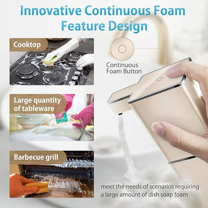 Automatic Soap Dispenser Touchless Foaming Soap Dispenser 300ml/12.8oz Rechargeable, Wall Mounted 4 Levels Adjustable Foam Soap Pump for Bathroom Kitchen Dish Soap