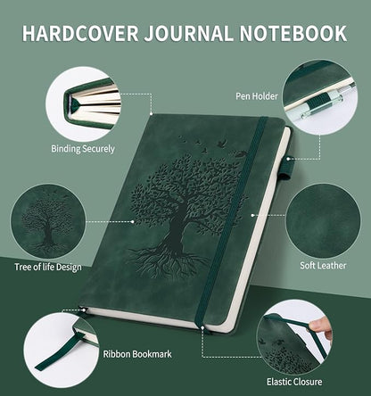 Lined Journal Notebook for Women Men, A5 Hardcover Leather Journals for Writing, 200 Pages Thick Paper, Daily Journal Notebook for Work, School, Note Taking, Business, Travel, College Ruled