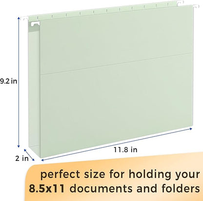 SUNEE Hanging File Folders Letter Size, Pastel Colors, 25 Count Letter Size File Folders with 1/5-cut Tabs, Heavy Duty 2 Inch Expansion, Stay Organized for Your Home and Office Bulk File