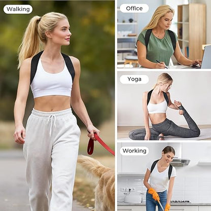 Posture Corrector for Women and Men, Invisible Mesh Breathable Back Brace, Adjustable Back Straightener, Relieves Shoulder, Neck, and Back Pain Large(Waist 30"-43")
