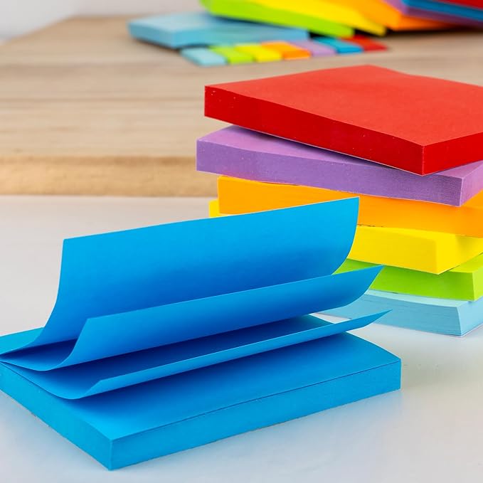 14 Pack Sticky Notes 3x3 Inches - Rainbow Colors Self-Stick Pads - Strong Adhesion, Smooth Writing, No Residue - Easy to Post for Home, Office, School - 72 Sheets/Pad - MindLine