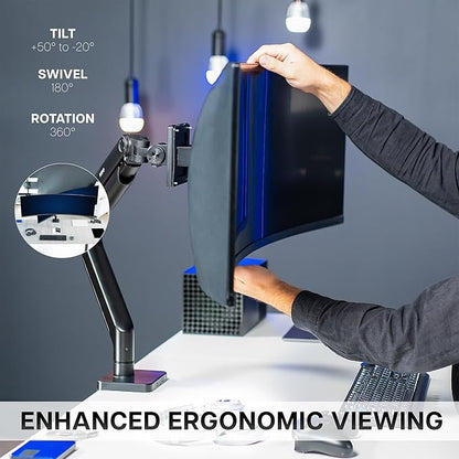 VIVO Heavy Duty Aluminum Ultrawide Monitor Tension Arm for up to 49 inch Screens, Holds 44 lbs, Premium Desk Mount Stand Designed for Samsung Odyssey G9 and More, Black, STAND-V101V