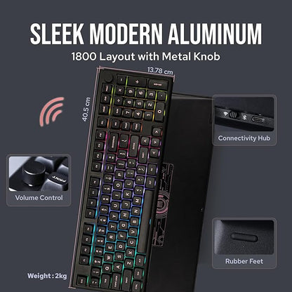 EPOMAKER Galaxy100 QMK/VIA Wireless Gaming Keyboard, Aluminum Shell, Bluetooth/2.4Ghz/USB-C, Pre-Lubed Hot-Swappable Linear Switches, NKRO, RGB Backlit (Black, Wisteria Linear Switch)