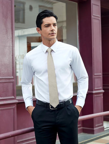 HISDERN Men Floral Ties Woven Classic 3.4" Necktie Set Formal Tie Pocket Square for Wedding with Handkerchief Gift Box